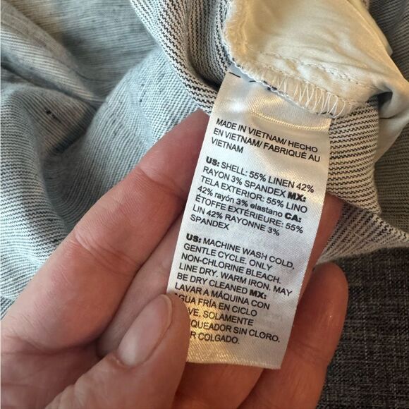 Chicos Linen-Blend Stretch Amelia Stripe Pants Size 3 - Picture 14 of 16